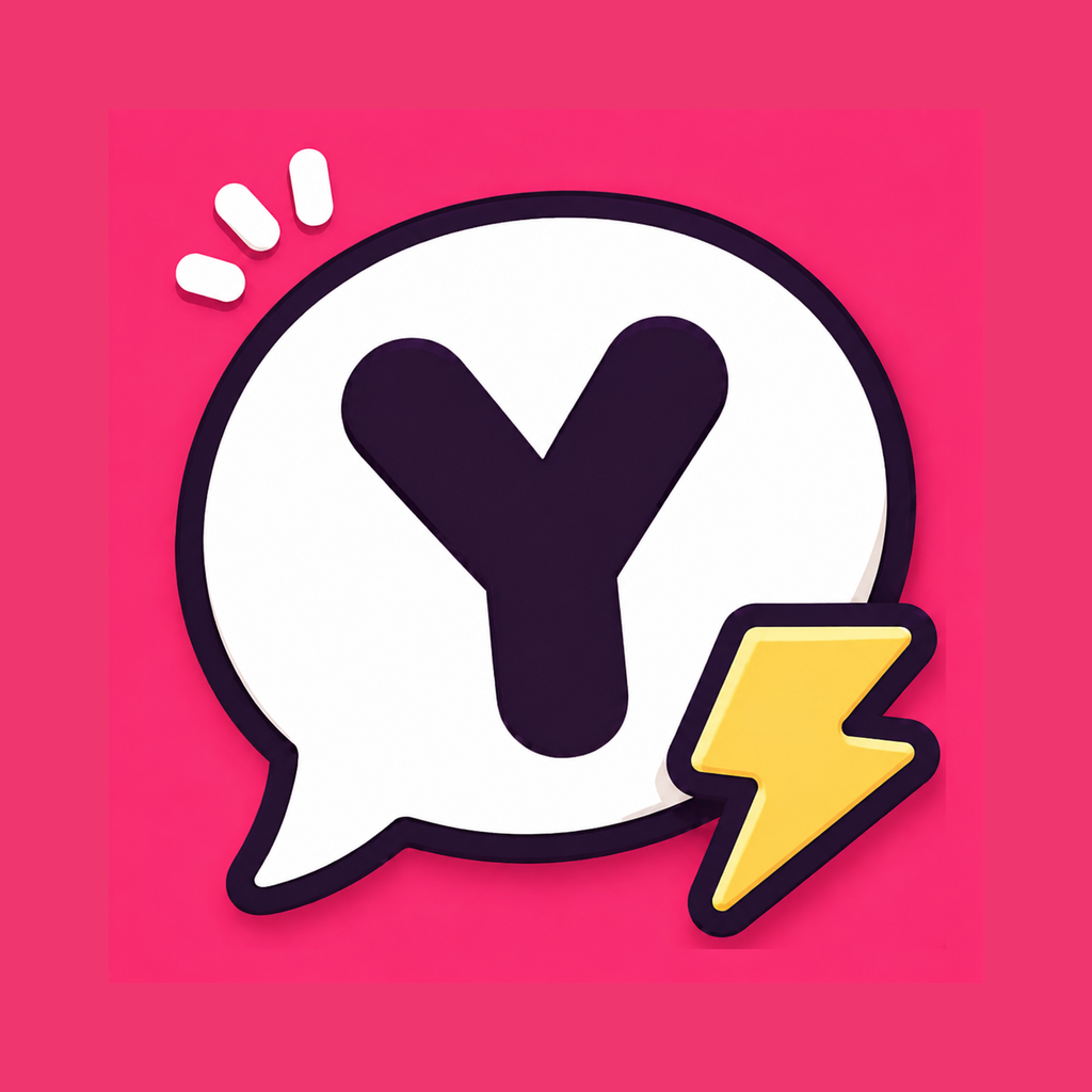Yapper app icon: a Y speech bubble with a yellow lightning bolt